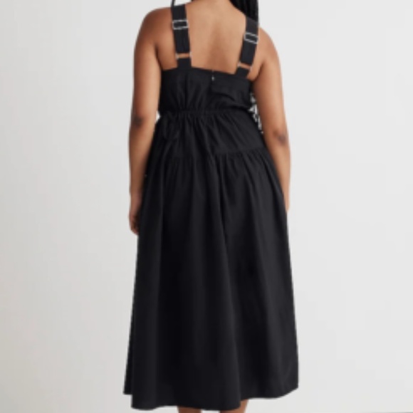 Madewell Poplin Halter Tiered Midi Dress Black NL129 - Picture 3 of 8
